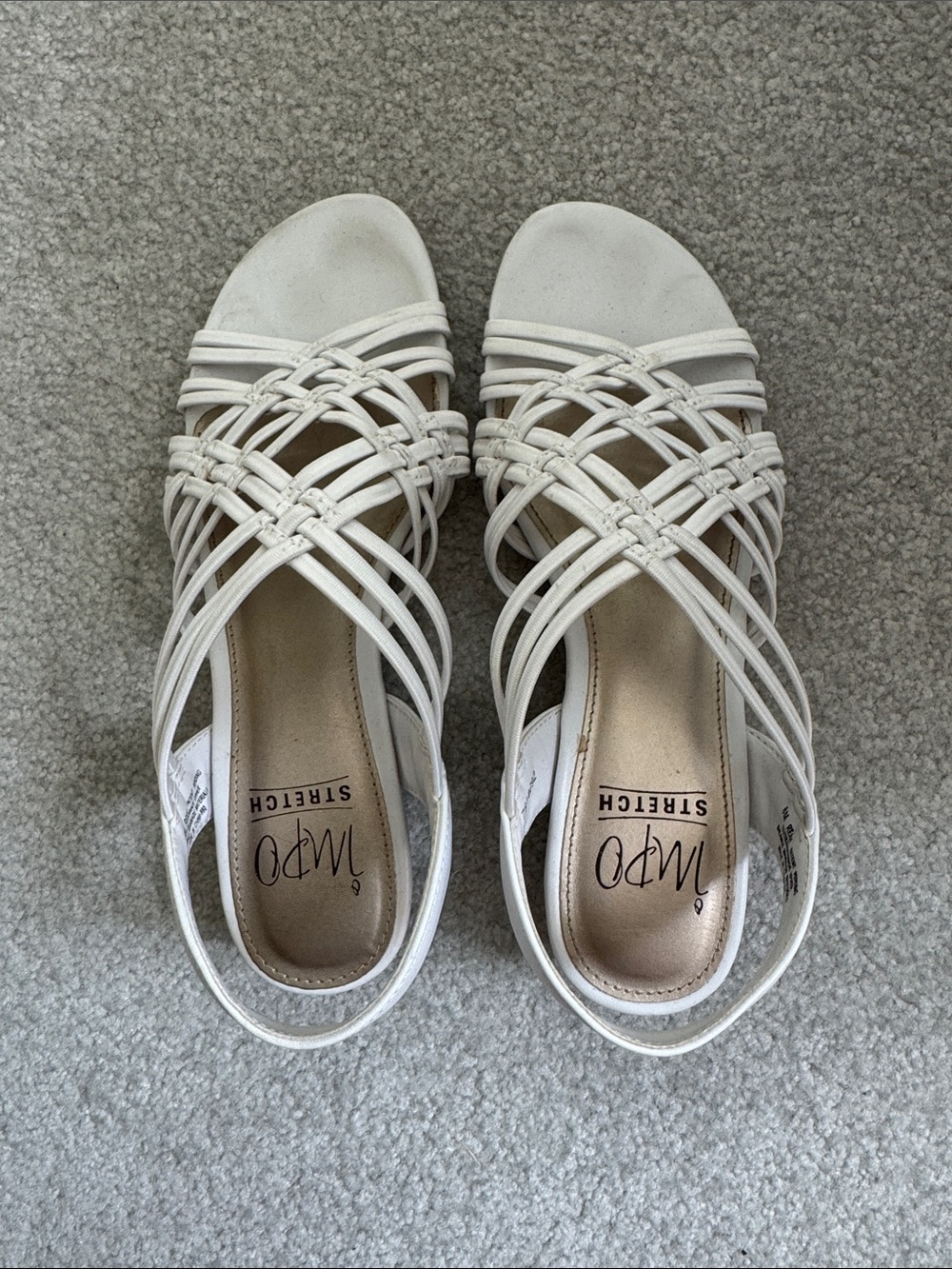 Impo White Strappy Woven Slingback Sandals